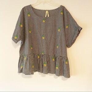 GIRL Crazy Cropped Oversized Pineapple Blouse Lg